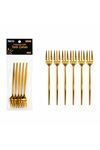 6 Parça Tatlı Çatalı Seti - 13 cm - Gold Renk