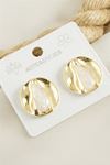 Yuvarlak Mineli Küpe - Krem