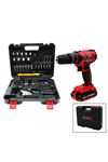 Kırmızı Renk Şarjlı Matkap Seti - 1350 RPM - Çantalı - 24W