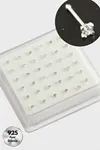 3 mm Kare Zirkon Tek Taşlı Gümüş Hızma 36 Adet - Gümüş Rengi