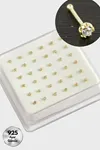2 mm Zirkon Tek Taşlı Gümüş Hızma 36 Adet - Sarı