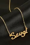 Sevgi isimli kolye (Kişiye Özel) - Sarı