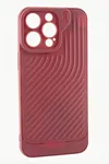 iPhone 15 Pro Max Çizgili Lüx Gear Silikon Kılıf - Bordo