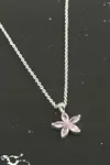 Papatya Zirkon Taşlı Trend Kolye - Açık Pembe