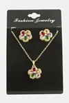 Çiçek Zirkon Taşlı Set Kolye - Karışık Renk 1