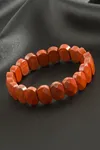 Oval Kesim Jasper Doğaltaşlı Bileklik - Kiremit