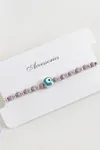 Nazar Kristal Makrome İp Bileklik 8 mm - Lila