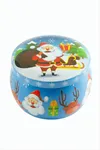 Noel Baba Yılbaşı Kapaklı Mum 6 cm - Mavi