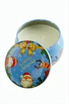 Geyik Noel Baba Yılbaşı Kapaklı Mum 8 cm - Açık Mavi
