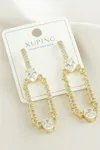 Xuping Oval Zirkon Taşlı Lüks Çelik Küpe - Sarı