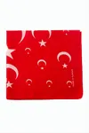 Ay Yıldız Desenli Bandana 50*50 - Kırmızı