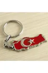 Ay Yıldız Metal Anahtarlık - Kırmızı