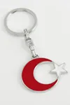Ay Yıldız Metal Anahtarlık - Kırmızı