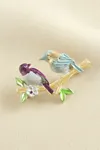Kuş Mineli Broş - Gümüş Rengi