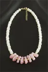 Oval İnci Kolye - Pembe