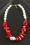 Zr Model Oval İnci Plastik Kolye - Turkuaz