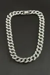 Chain Zirkon Taşlı Lüks Çelik Kolye - Gümüş Rengi