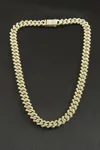 Chain Zikzak Zirkon Taşlı Lüks Çelik Kolye - Sarı